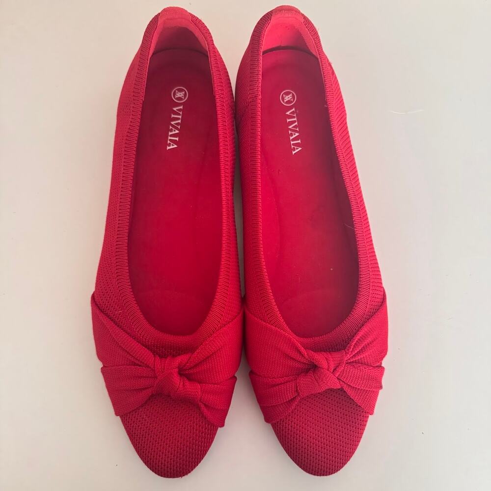 VIVAIA Bibi Knotted Ballet Comfort Flats Red Size 41 us 9.5